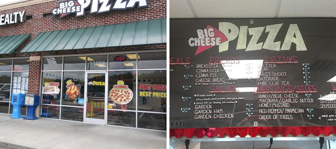 Big Cheese Pizza Menu